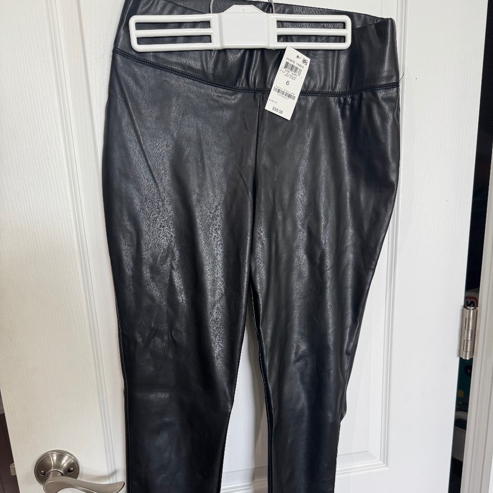INC International Concepts Ponte Table FAUX Leather Pants! Size 6 NWT!